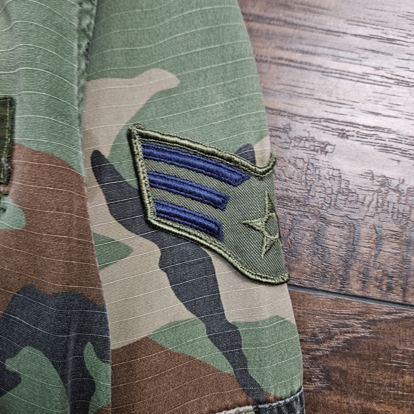 Vintage 90s United States Air Force USAF Woodland Camo Military Jacket Small - Picture 8 of 12
